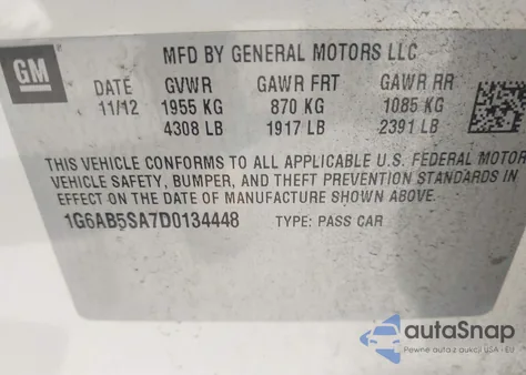 2013 Cadillac Ats Luxury from USA, damaged, VIN 1G6AB5SA7D0134448